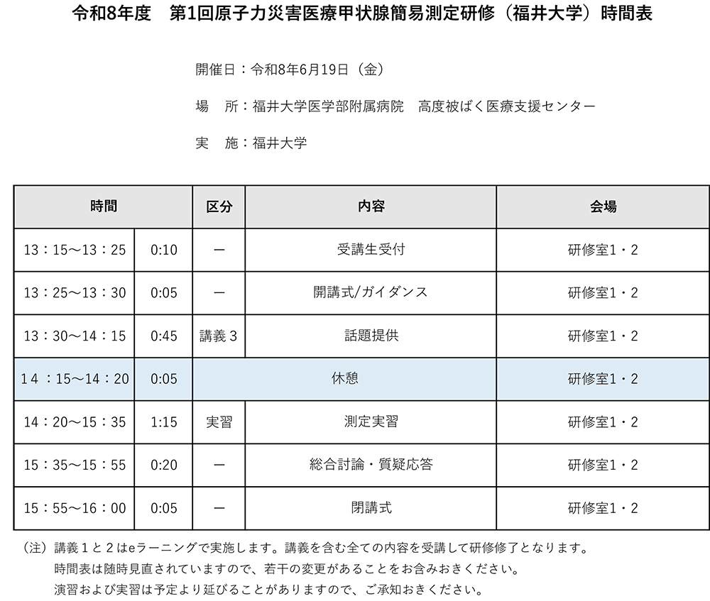 R8第1回甲状腺簡易測定研修時間表